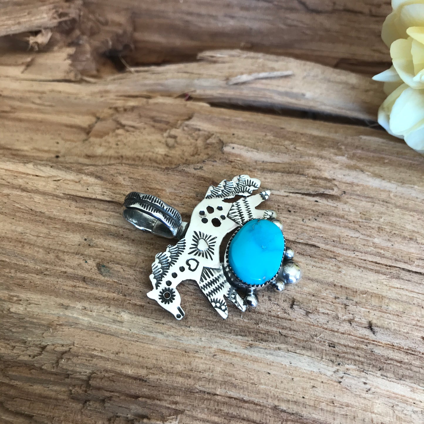 SPIRIT PONY Battle Mountain Turquoise pendant~ Sterling Silver~ Artisan Handmade