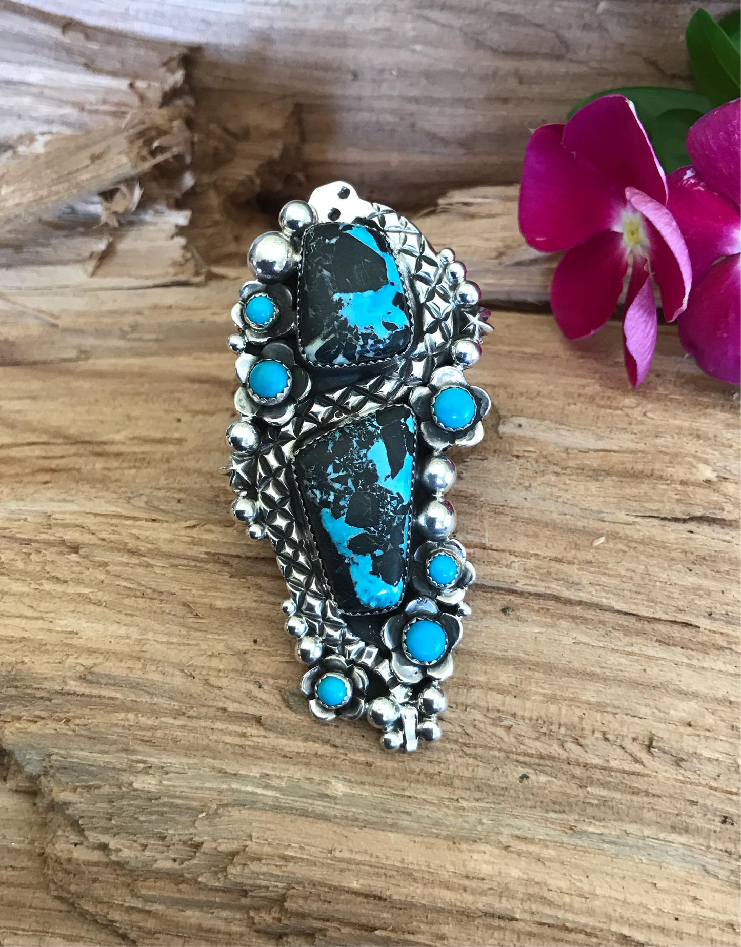 Blue Moon Turquoise Rattlesnake Ring~ Sterling Silver~ Artisan Handmade~ Size 8 1/2