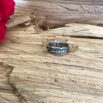 TRES FLORA Sleeping Beauty Wildflower Ring~Sterling Silver~ Artisan Handmade~ Size 9 1/2