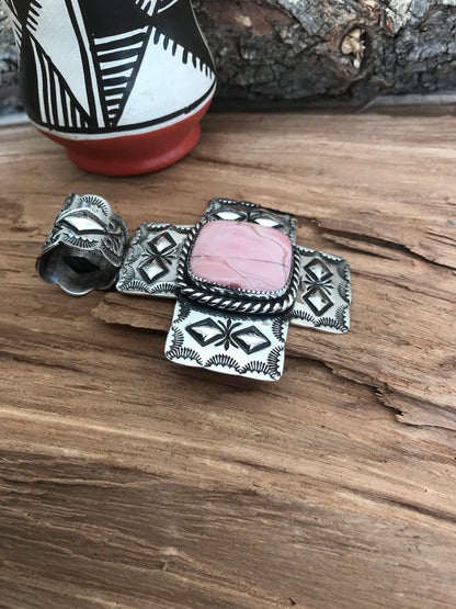 Australian Pink Opal San Miguel Cross~ Sterling Silver~ Artisan Handmade