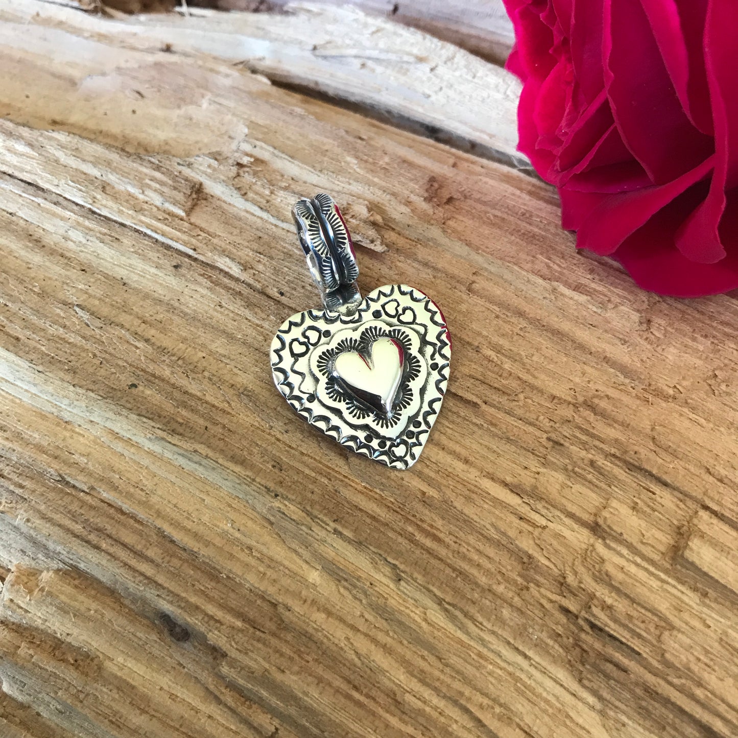 Mi Corazon~ My Heart Pendant~ Sterling Silver~ Artisan Handmade