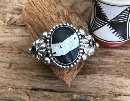 White Buffalo Cuff Bracelet~ Sterling Silver~ Artisan Handmade