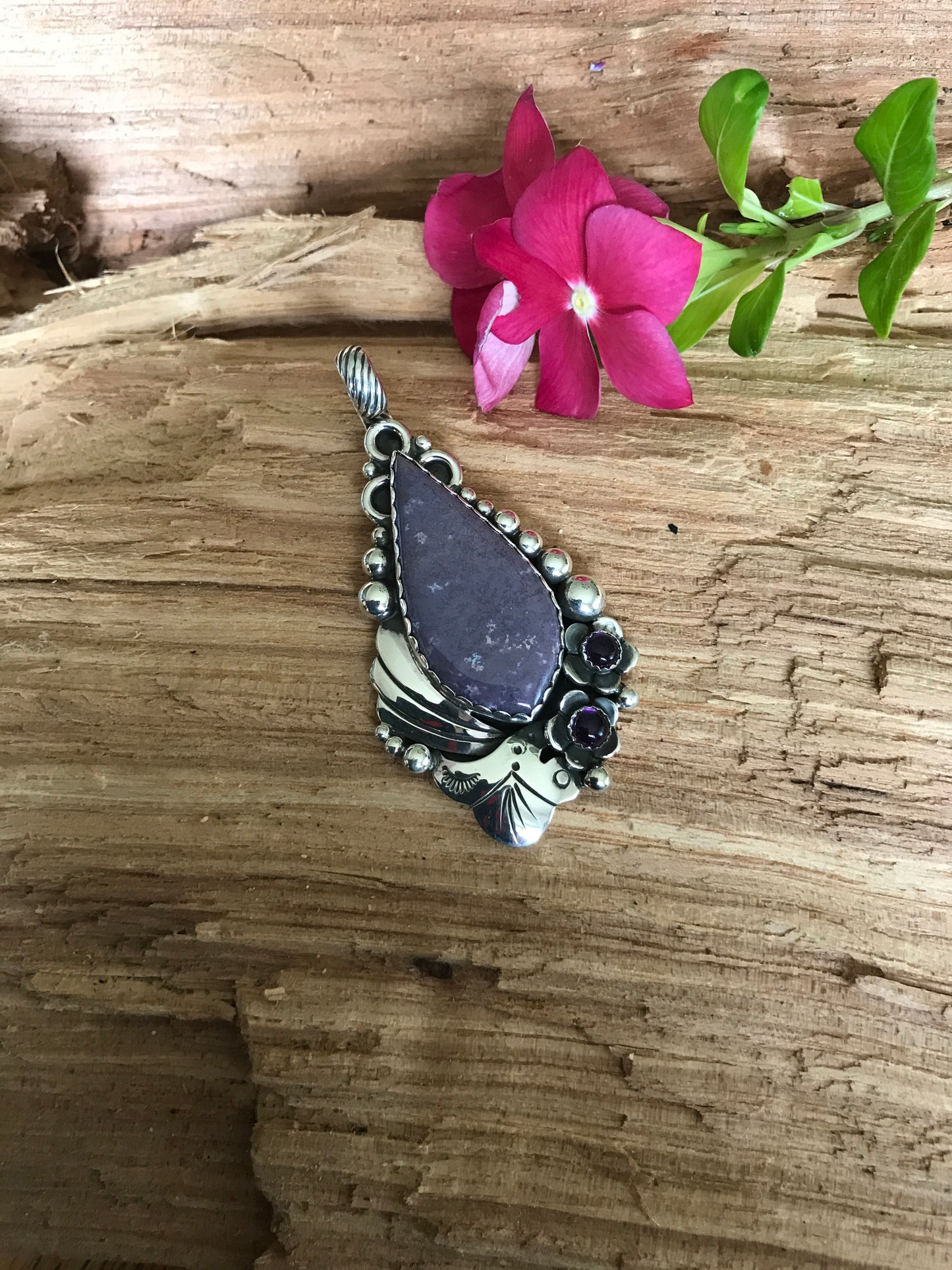 Burro Creek Jasper pendant~ Sterling Silver~ large pendant~ Artisan Handmade