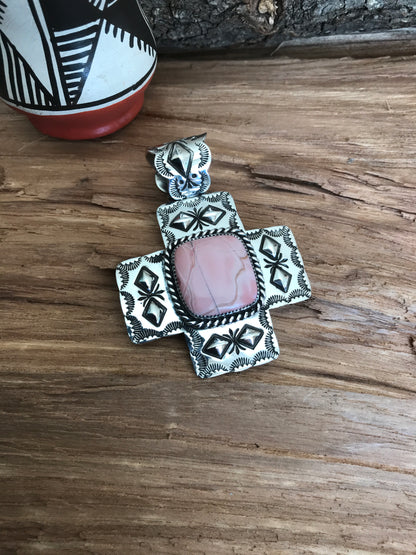 Australian Pink Opal San Miguel Cross~ Sterling Silver~ Artisan Handmade