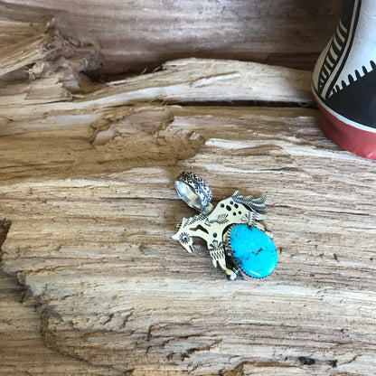 SPIRIT PONY Turquoise pendant~ Sterling Silver~ Artisan Handmade