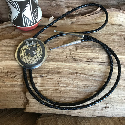 Gar Clan Bolo Tie~ Sterling Silver~ real leather cord