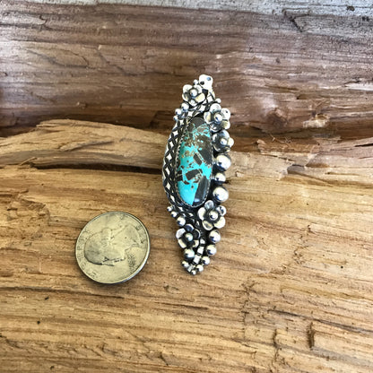 Carico Lake Turquoise Rattlesnake Ring~ Sterling Silver~ Artisan Handmade~ Size 7 1/2