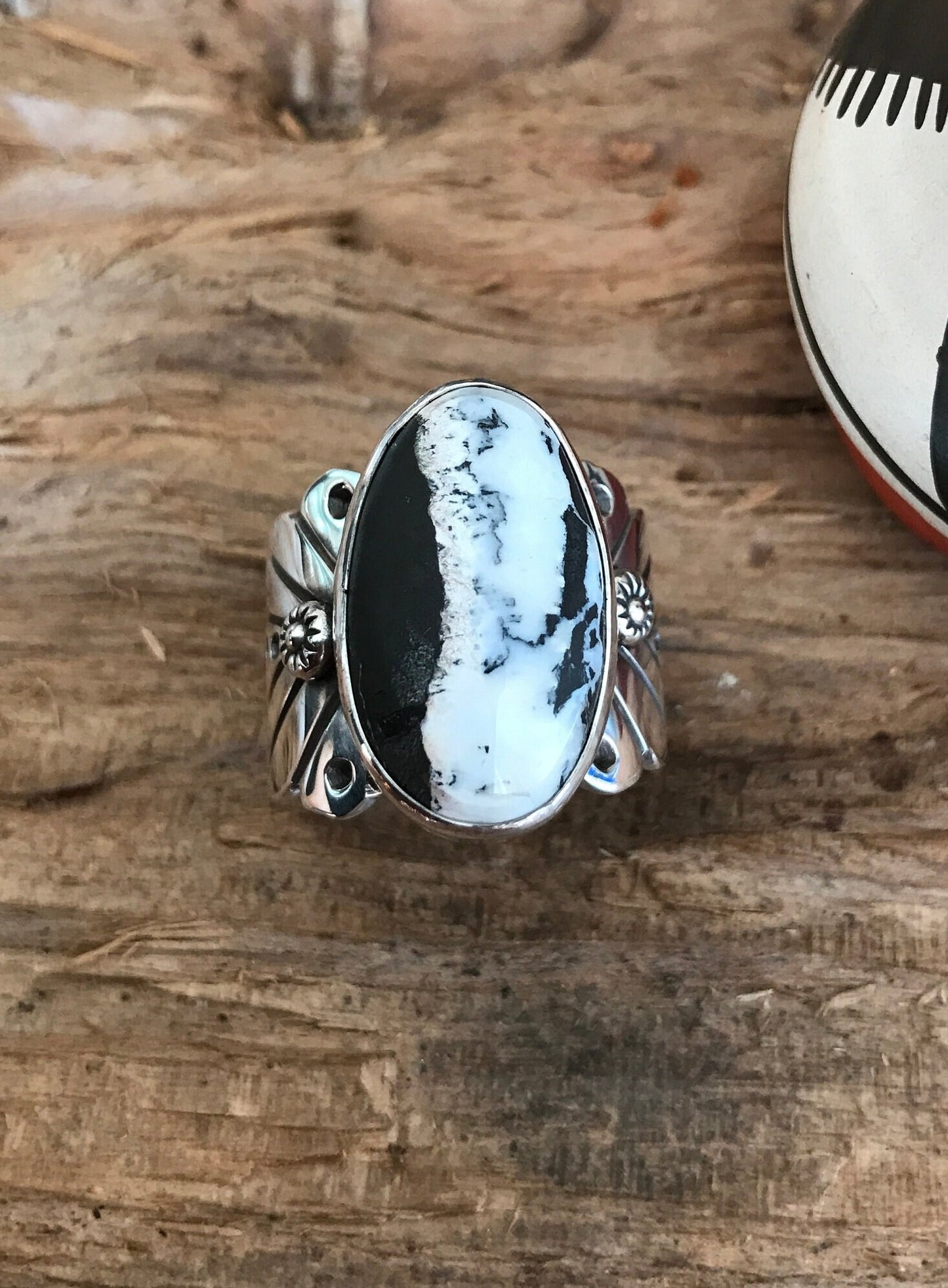 Mens White Buffalo Turquoise Ring~ Reserved for Pam~ size 13