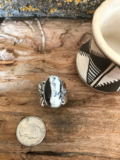 Mens White Buffalo Turquoise Ring~ Reserved for Pam~ size 13