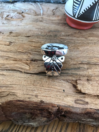 Mens White Buffalo Turquoise Ring~ Reserved for Pam~ size 13