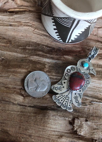 Thunderbird pendant~ Sterling Silver~ Sonoran Sunrise~ Medium pendant~ Artisan Handmade