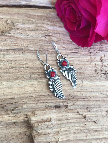 Rosarita leaf earrings~ Sterling Silver~ dangle Earrings~ Artisan Handmade