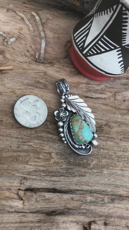 Iron Maiden Turquoise pendant~ Sterling Silver~ Artisan Handmade