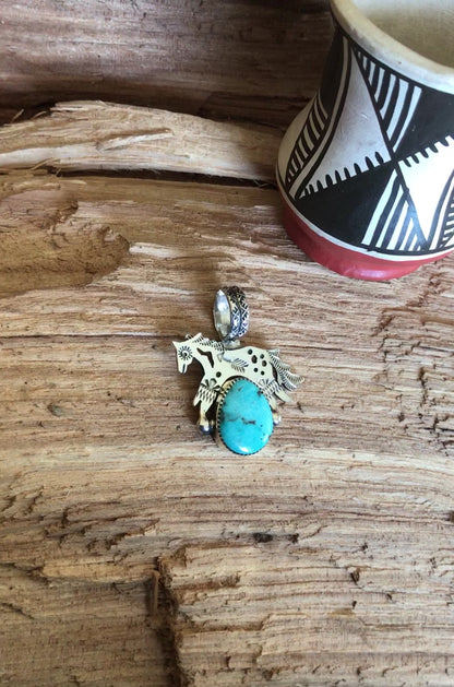 SPIRIT PONY Turquoise pendant~ Sterling Silver~ Artisan Handmade