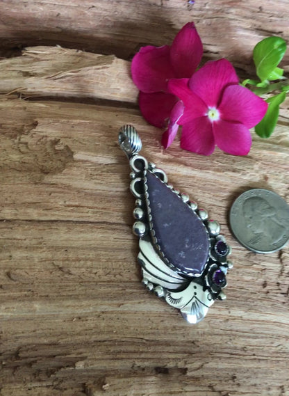 Burro Creek Jasper pendant~ Sterling Silver~ large pendant~ Artisan Handmade