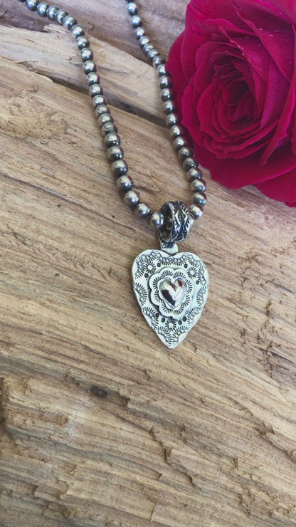 Mi Corazon~ My Heart Pendant~ Sterling Silver~ Artisan Handmade