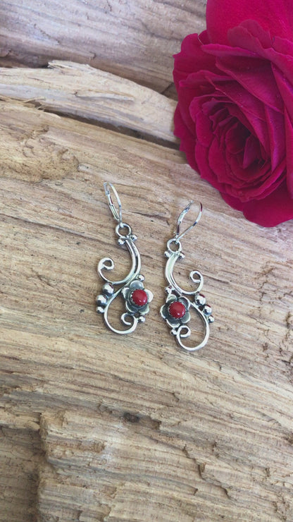 Rosarita Swirl earrings~ Sterling Silver~ dangle Earrings~ Artisan Handmade