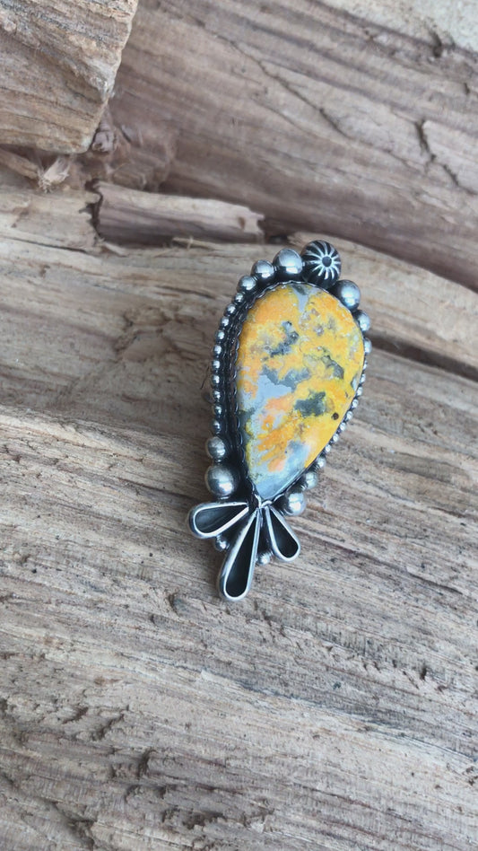 (Copy) Bumblebee Jasper ring~ Sterling Silver~ Artisan Handmade~ Size 7