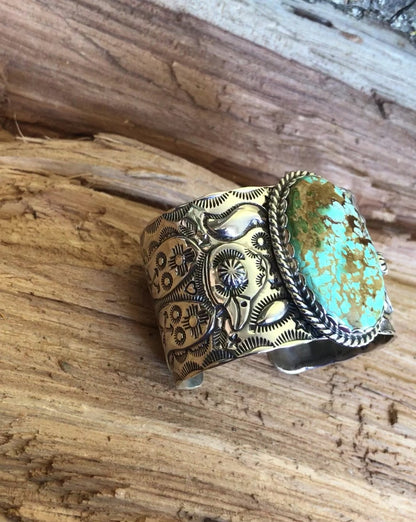 Thunderbird Cuff Bracelet~ Royston Turquoise~ Sterling Silver~ Natural Turquoise~ Artisan Handmade