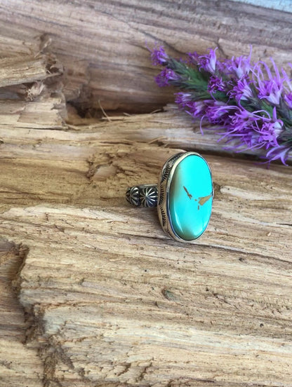 Kings Manassa Turquoise Ring~ Sterling Silver~ Artisan Handmade~ Size 6