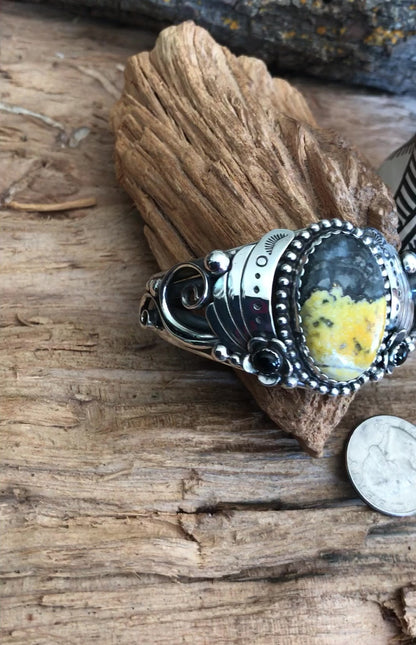 Bumblebee Jasper Cuff Bracelet~ Sterling Silver~ Artisan Handmade